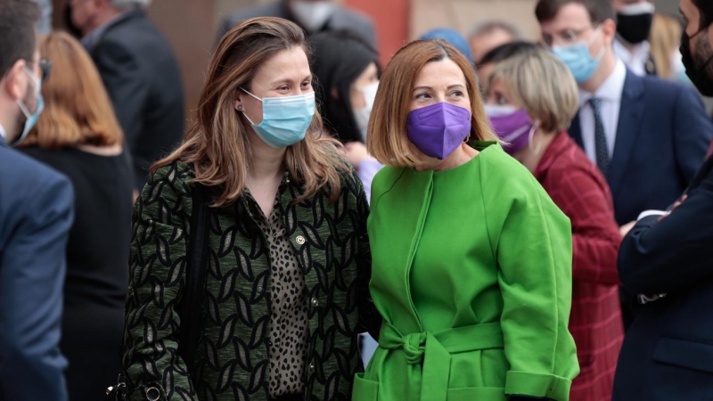 L'exconsellera d'Agricultura Meritxell Serret i l'expresidenta del Parlament Carme Forcadell el 12 de març de 2021.