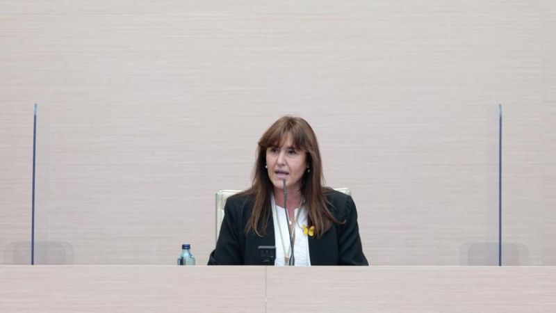 La nova presidenta del Parlament, Laura Borràs, intervenint durant el ple de constitució de la XIII legislatura.