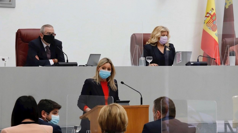 La coordinadora autonómica de Ciudadanos, Ana Martínez Vidal, interviene en el debate sobre la moción de censura este miércoles 17 de marzo.