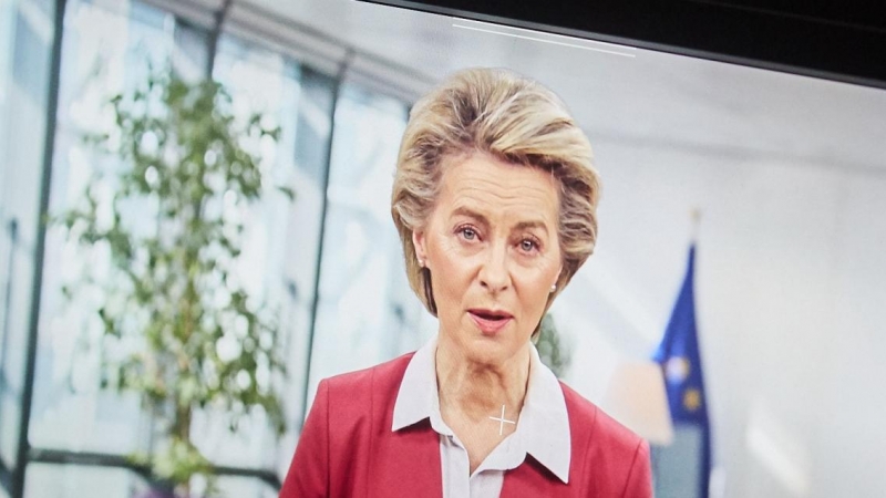 La presidenta de la Comisión Europea, Ursula von der Leyen, participa en el Consejo Europeo de Innovación por videoconferencia.