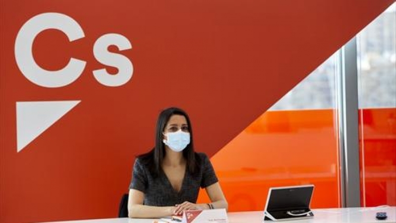 La presidenta de Ciudadanos, Inés Arrimadas, durante la reunión del Comité Permanente del partido, en Madrid (España), a 22 de marzo de 2021.