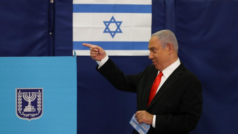 El candidato a primer ministro israelí, Benjamin Netanyahu