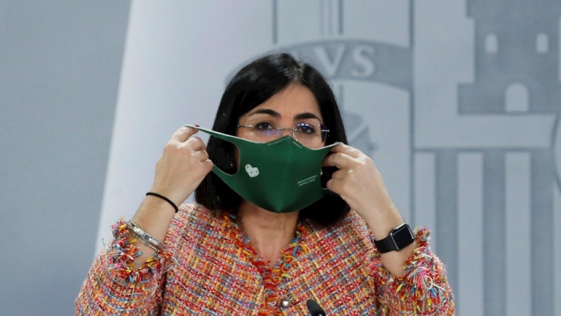 La Ministra de Sanidad, Carolina Darias, ofrece una rueda de prensa para explicar los acuerdos del Consejo Interterritorial del Sistema Nacional de Salud, este miércoles en Madrid.
