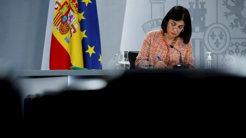 GRAF1106. MADRID (ESPAÑA), 24/03/2021.- La Ministra de Sanidad, Carolina Darias, ofrece una rueda de prensa para explicar los acuerdos del Consejo Interterritorial del Sistema Nacional de Salud, este miércoles en Madrid.