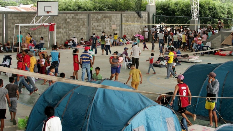 Migrantes venezolanos en un centro de integración ciudadana de Arauquita, localidad fronteriza y perteneciente al departamento de Arauca (Colombia).