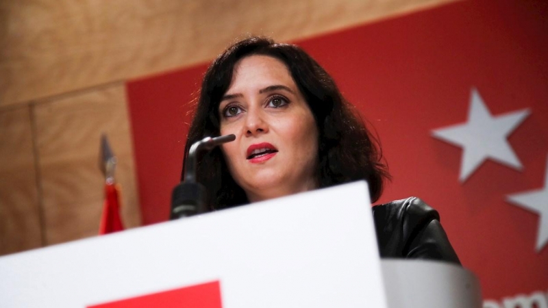 La presidenta de la Comunidad de Madrid, Isabel Díaz Ayuso durante la rueda de prensa de este miércoles tras la reunión del Consejo de Gobierno.