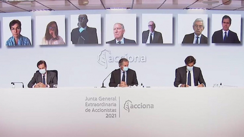 Imagen de la junta extraordinaria de accionistas de Acciona, celebrada telemáticamente.