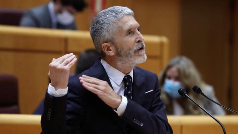 Fernando Grande-Marlaska, este martes en el Senado.