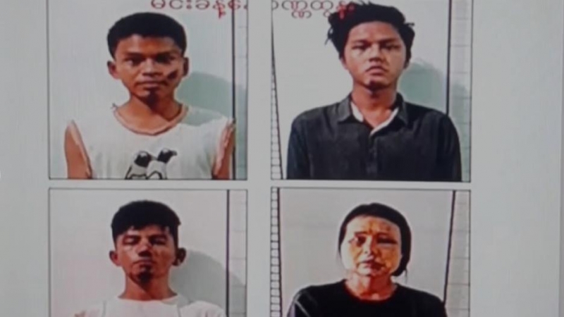 La junta militar de Myanmar ha mostrado en televisión las fotografías de seis jóvenes detenidos por manifestarse en contra de la junta militar con signos de haber sido torturados.