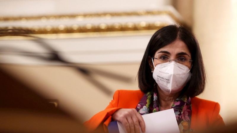 La ministra de Sanidad, Carolina Darias, durante su comparecencia este martes ante la Comisión de Sanidad y Consumo del Senado, para explicar sus proyecto al frente del Departamento.