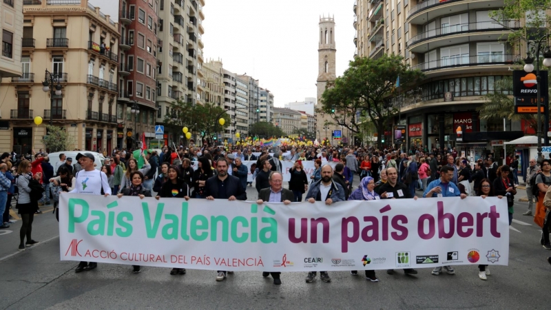 Capçalera de la manifestació del 25 d'abril de 2018 a València.