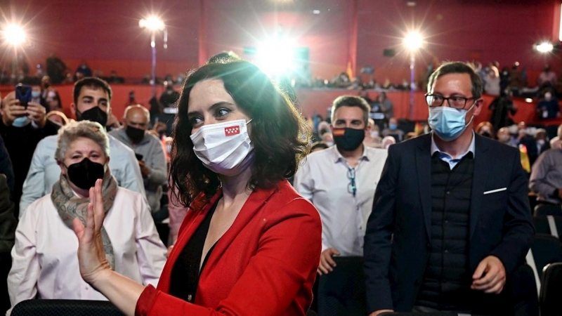 La presidenta de la Comunidad de Madrid y candidata del PP a la reelección, Isabel Díaz Ayuso, durante un acto de campaña celebrado este lunes en Torrejón de Ardoz.