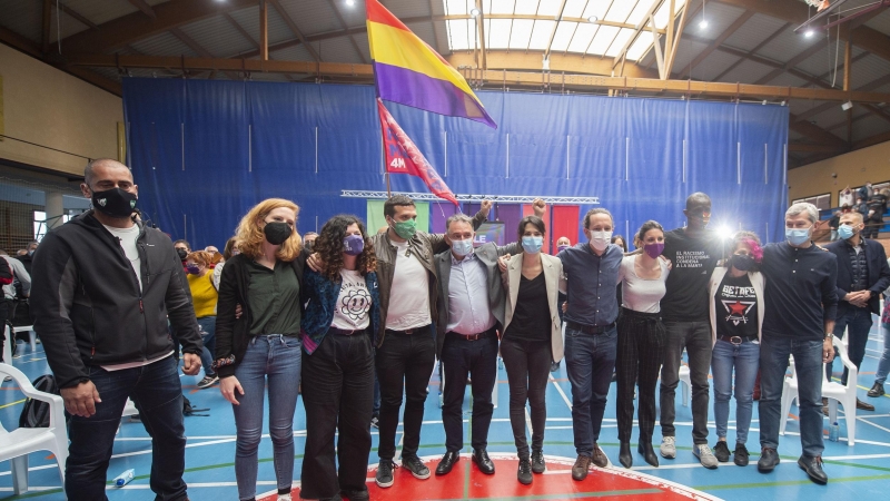 Un acto de Podemos en el Polideportivo municipal Cerro Buenavista de Getafe, a 27 de abril de 2021, en Madrid (España).