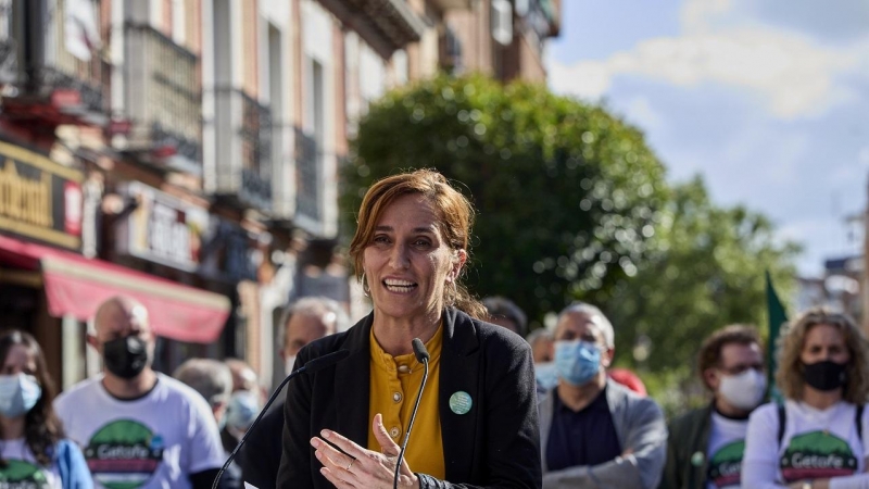 La candidata de Más Madrid a la Presidencia de la Comunidad de Madrid, Mónica García interviene durante un acto del partido
