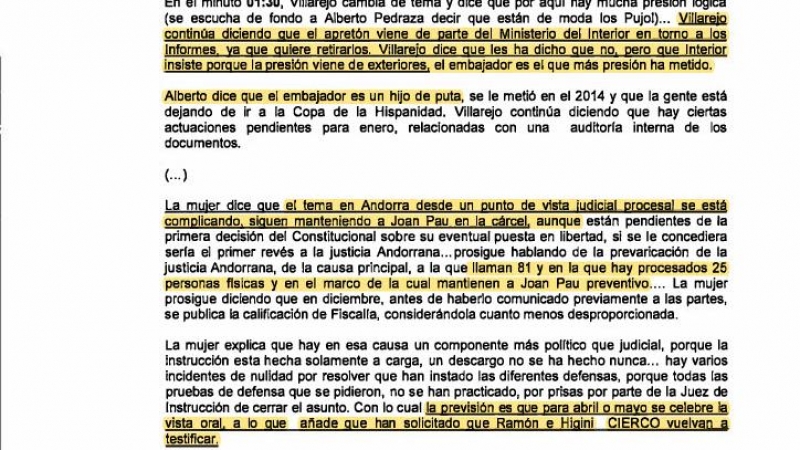 Extracto del informe de Asuntos Internos sobre Pujol 1