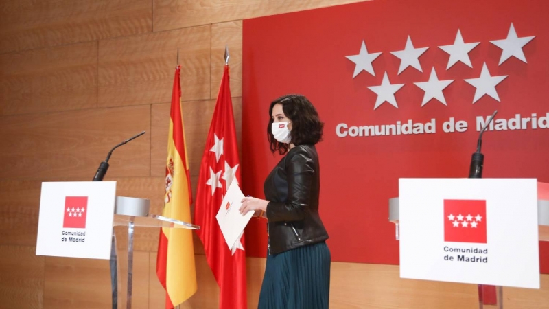 La presidenta de la Comunidad de Madrid y candidata a la reelección, Isabel Díaz Ayuso, durante una rueda de prensa tras la reunión del Consejo de Gobierno, a 7 de abril de 2021.