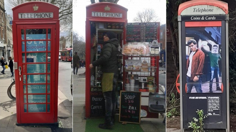 Una cabina de teléfono británica convertida en cafetería. - Conxa Rodríguez