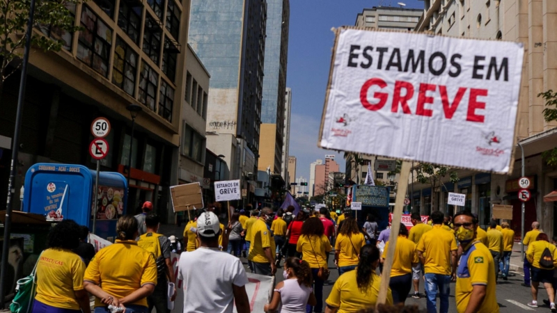 Concentración con motivo de la Huelga de los trabajadores de Correos en Campinas (São Paulo), en septiembre del año pasado.