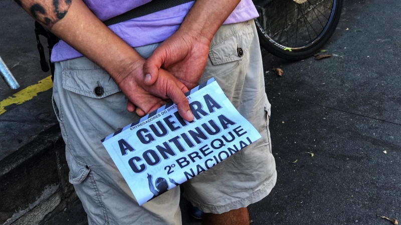 Los repartidores de comida a domicilio también ha organizado paralizaciones durante la pandemia en Brasil.