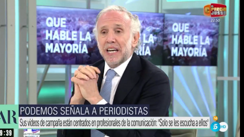 Eduardo Inda durante la intervención que le ha valido  una denuncia por parte de Iglesias.