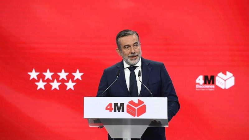 El consejero de Justicia, Interior y Víctimas, Enrique López, durante la rueda de prensa que ha ofrecido este martes en Madrid.