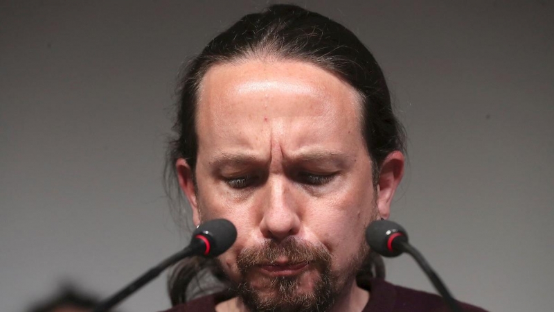 El líder de Unidas Podemos y candidato a la presidencia de la Comunidad de Madrid, Pablo Iglesias, comparece ante los medios este martes en la sede del partido, en Madrid, tras conocer los resultados de las elecciones autonómicas.