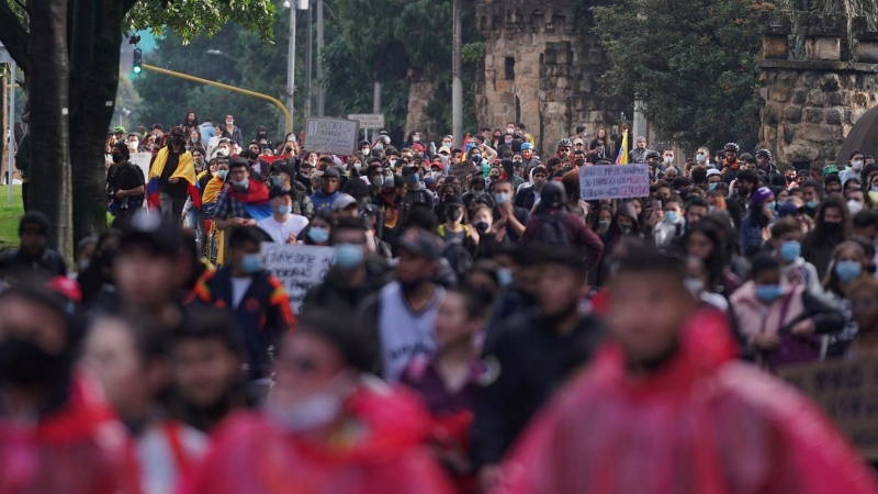 Manifestantes en Bogotá.