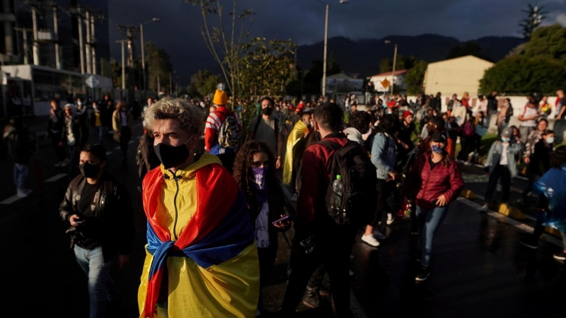 Manifestantes en Bogotá.