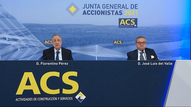 El presidente de ACS, Florentino Pérez, en la junta de accionistas de la constructora. E.P.