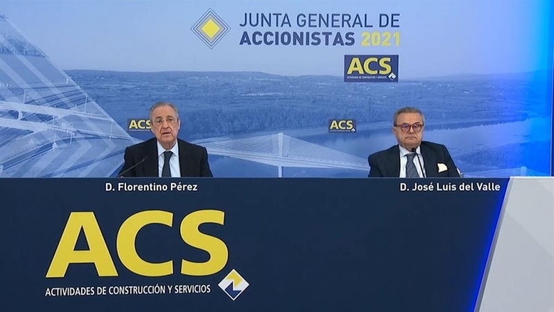 El presidente de ACS, Florentino Pérez, en la junta de accionistas de la constructora. E.P.