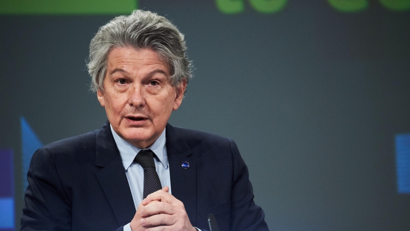 17/03/2021. Imagen de archivo del comisario europeo para el Mercado Interior, Thierry Breton, en Bruselas. - EUROPA PRESS