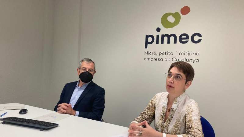 La presidenta d'Autònoms PIMEC, Elisabet Bach i el director de l'Observatori de la PIMEC, Modest Guinjoan.