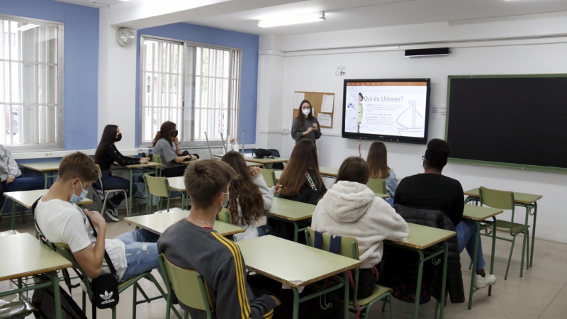 Alumnes de l'Institut Josep Lladonosa de Lleida. Imatge de l'abril del 2021