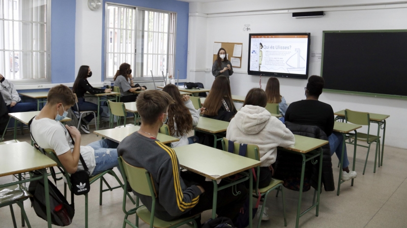 Alumnes de l'Institut Josep Lladonosa de Lleida. Imatge de l'abril del 2021