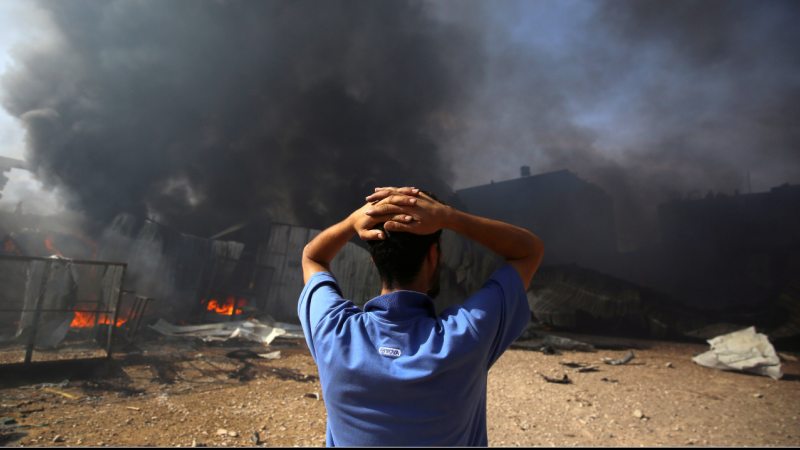 Bombardeo israelí en el norte de Gaza.