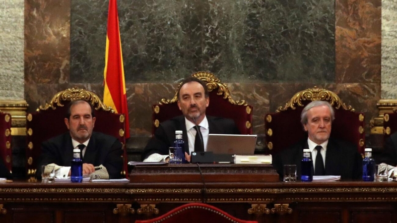 El tribunal del judici del procés, amb Manuel Marchena al mig, el 18 de desembre de 2018