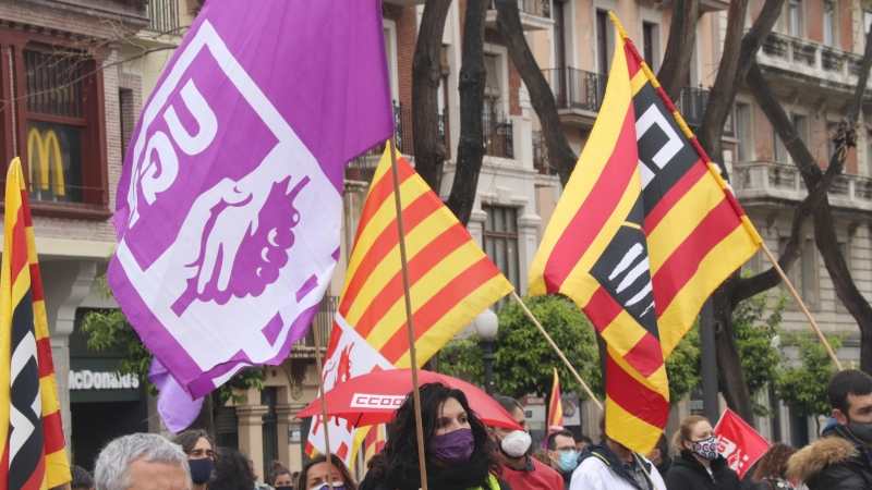 Manifestació d'UGT i CCOO el passat 1 de maig.