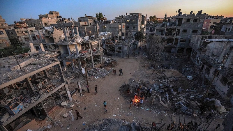 Imagen de una zona de la Franja de Gaza destrozada por los bombardeos de Israel.