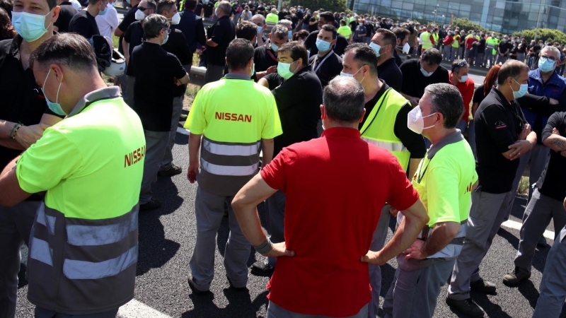 Imatge de la protesta dels treballadors de NIssan d'aquest divendres, 28 de maig.