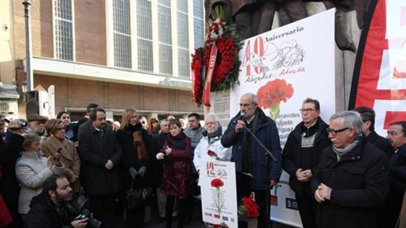 24/1/2017. Alejandro Ruiz-Huerta, el único abogado superviviente de la matanza de Atocha, en un homenaje por los 40 años del atentado terrorista de ultraderecha.