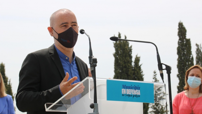 El president de l'AMAP, Eloi badia, en l'acte en defensa de la municipalització de l'aigua, el 31 de maig de 2021.