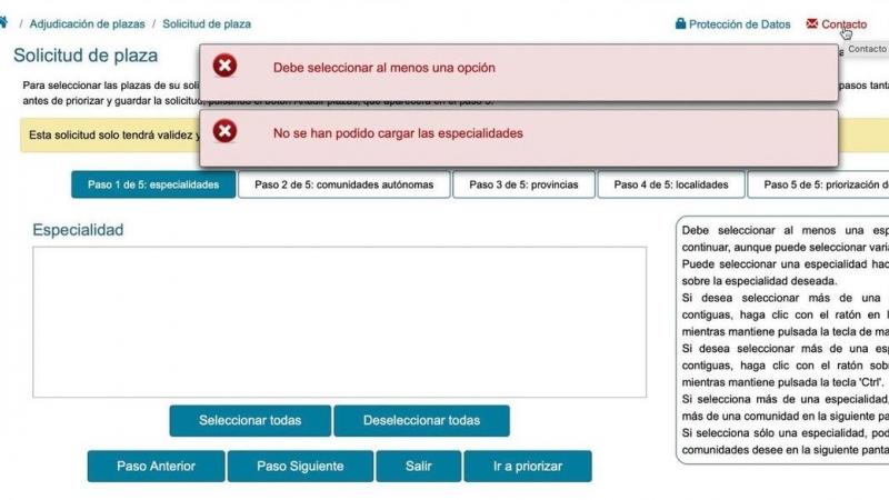 La página web del Ministerio de Sanidad ha dado numerosos fallos durante los últimos seis días.