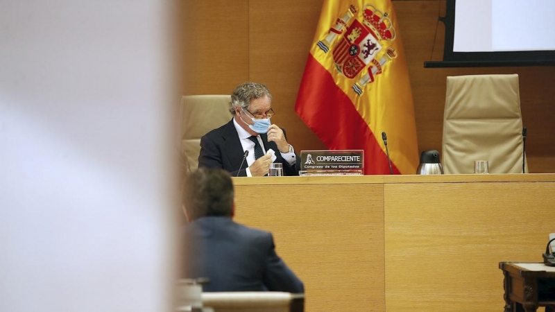 El empresario y marido de María Dolores de Cospedal, Ignacio López del Hierro, durante comparecencia en la Comisión de Investigación sobre el caso Kitchenr, en el Congreso de los Diputados. EFE/Javier Lizón