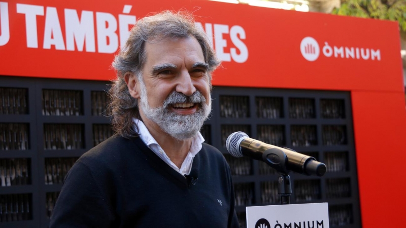 El president d'Òmnium Cultural, Jordi Cuixart, durant l'acte de Sant Jordi de l'entitat. Imatge del 23 d'abril de 2021