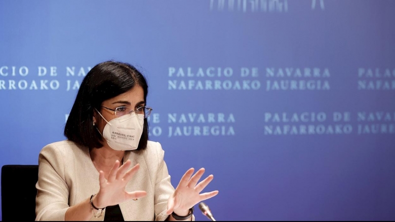 La ministra de Sanidad, Carolina Darias comparece en rueda de prensa tras la reunión del Consejo Interterritorial de Salud que se ha celebrado este miércoles en Pamplona