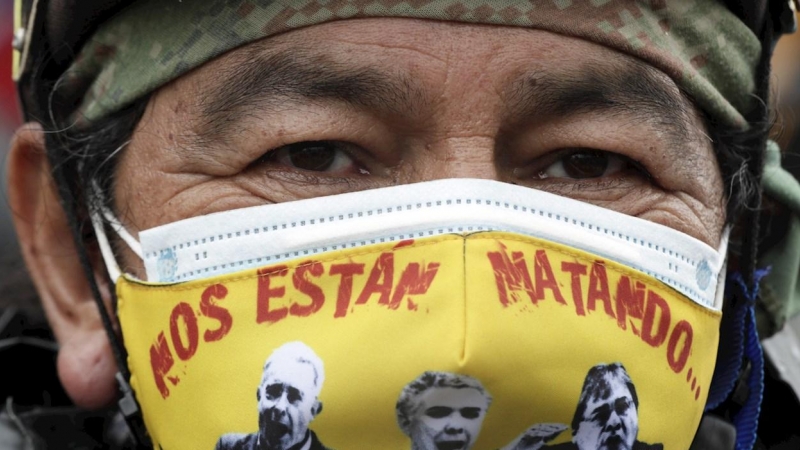 Manifestante en Bogotá