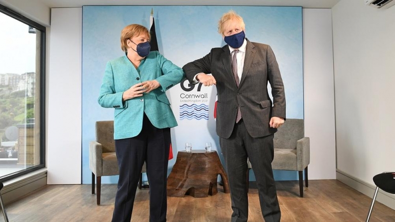 Angela Merkel y Boris Johnson durante la cumbre del G7.