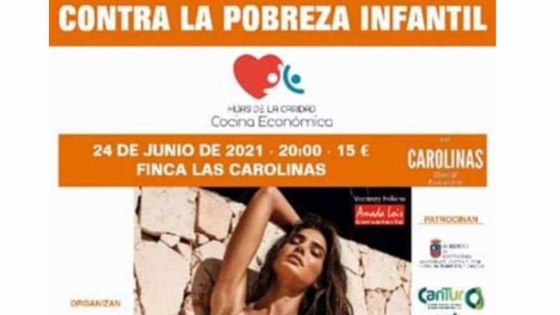 Fragmento del cartel sexista para anunciar el desfile de moda solidario contra la pobreza infantil de la Asociación de Pequeños y Medianos Empresarios, Comerciantes y Autónomos de Cantabria (APEMECAC).