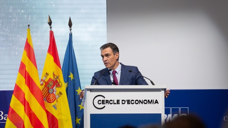 El presidente del Gobierno, Pedro Sánchez, interviene en la clausura de la tercera sesión de la XXXVI Reunión del Cercle d'Economia, este viernes 18 de junio de 2021.