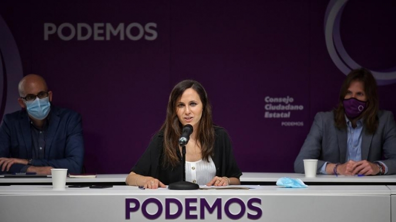 Ione Belarra durante su primera intervención como secretaria general de Podemos en el Consejo Ciudadano Estatal.